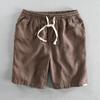 Men's Casual Linen Beach Shorts - Breathable, Trendy, Mid-Length Solid Color