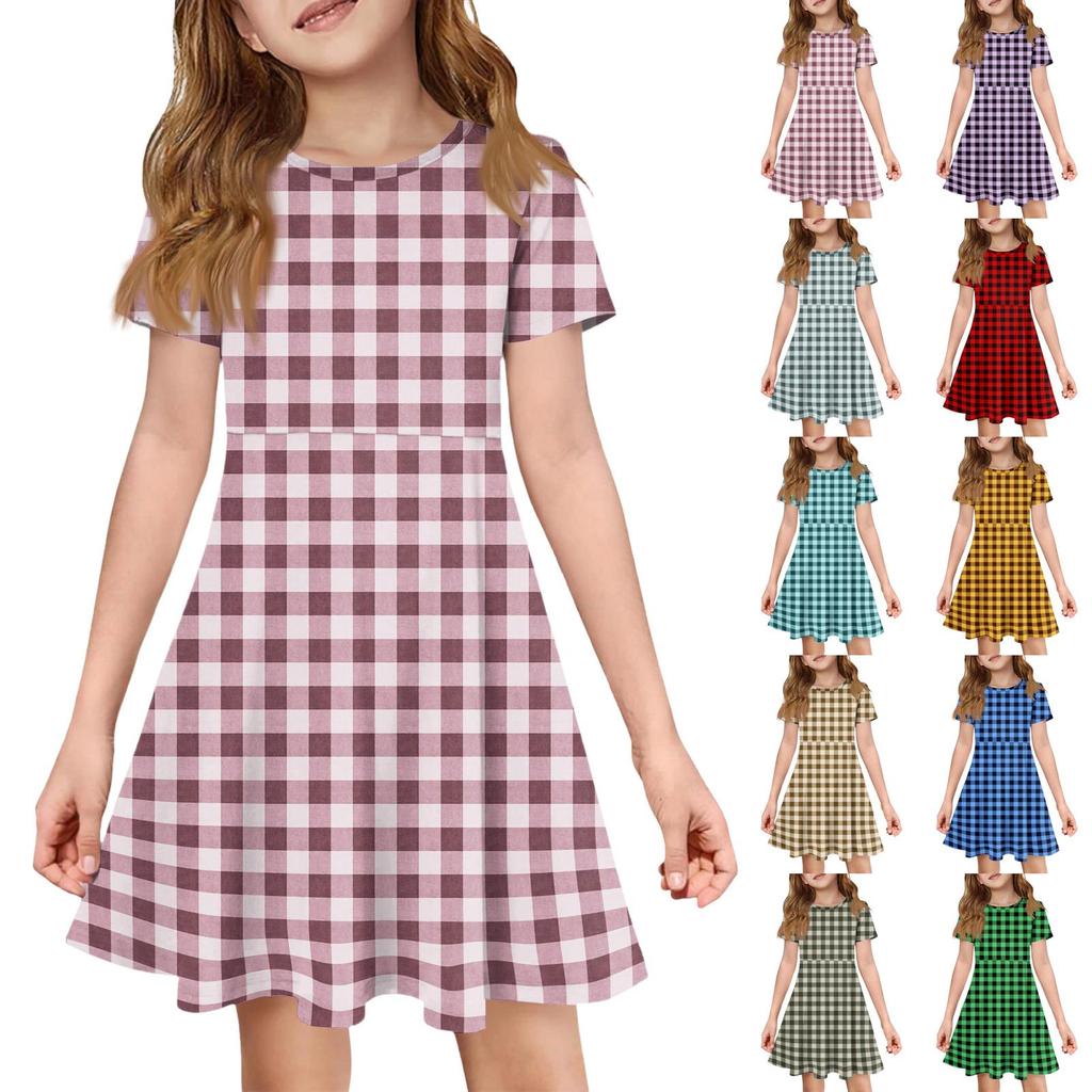 Mädchen Sommerkleid Farbe & Muster Kurzarmkleid Mit Tasche Freizeitkleid Kurze Ärmel Partykleid Ostertag