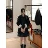 Korean Style Woolen Pleated Mini Skirt, Women's Elastic High Waist A-line, Hip-Hugging Skirt for Autumn