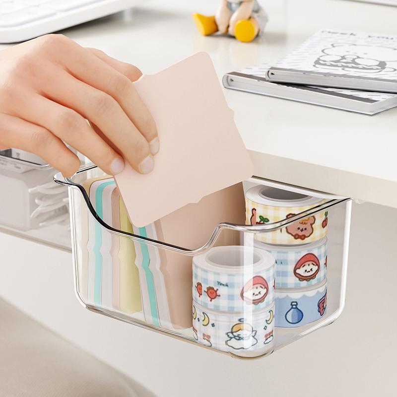 1Pc Transparent PP Drawer Style Storage Box Bathroom Makeup Cotton Stick Organizer Pull-Out Storage Box Under The Mirror Cabinet