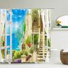 Flowers Garden Landscape Shower Curtain European Retro Rural Scenery Wall Decor Hanging Curtain Waterproof Bathroom Curtains