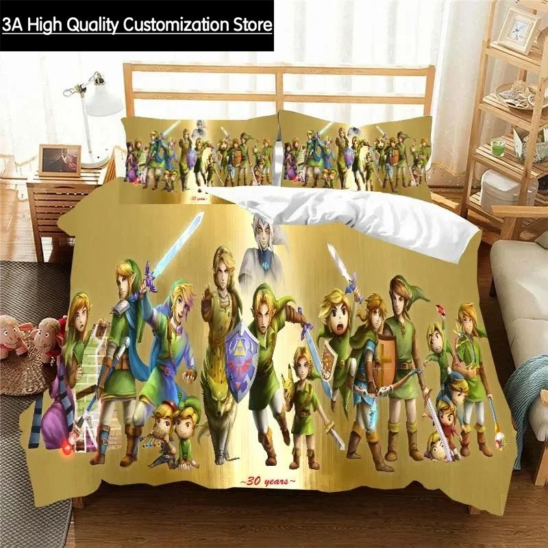 Z-Zelda Pattern Quilt Cover Pillowcase Bedding Two or Three Piece Set Multi Size Comforter Set Duvet Cover Bedding Sets
