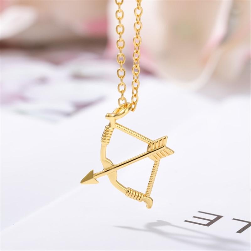Fashionable Archery Pendant Necklace Handmade Bow and Arrows Neckchain Gothic Clavicle Chain for Women Girls Choker