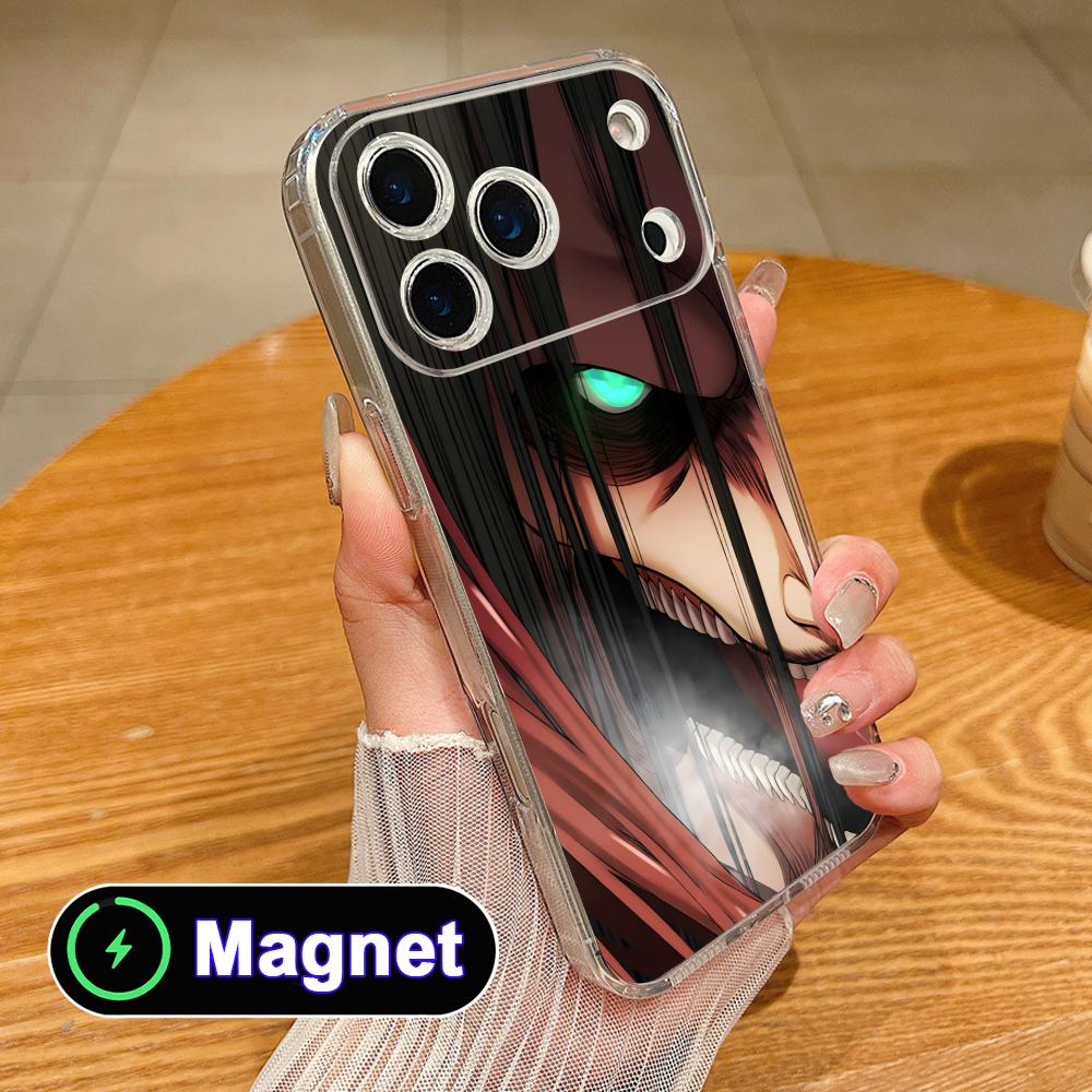 AOT Eren Yeager Clear TPU Magsafe Mobile Phone Case for iPhone 17 16 15 14 13 12 11 Air Pro Max Plus Mini Colorful Cover