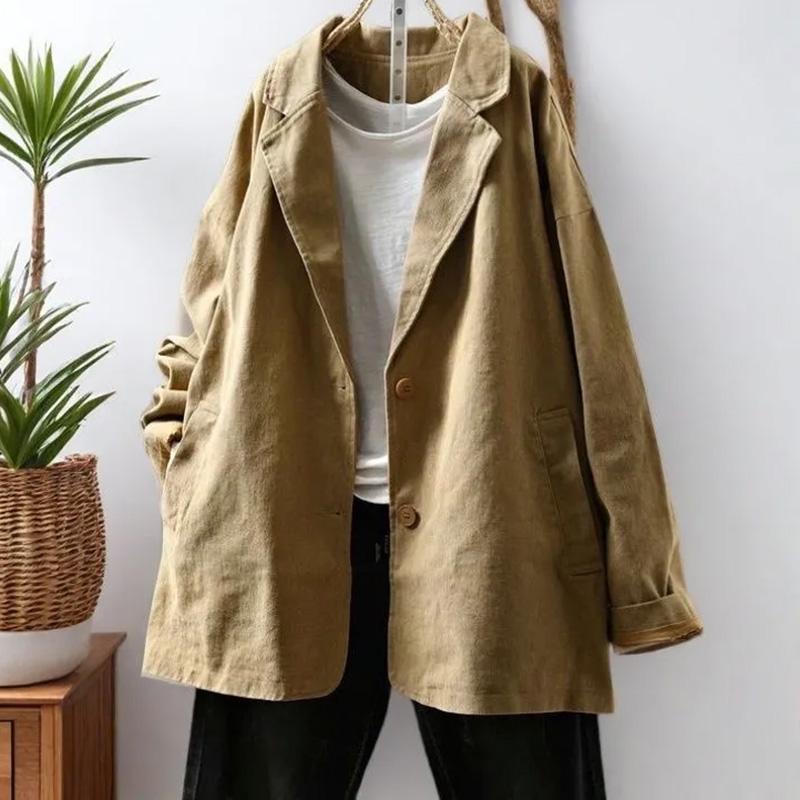 Coat for Women Cotton Autumn Winter Thickened Casual Oversize Outerwear Loose-Fit Jacket