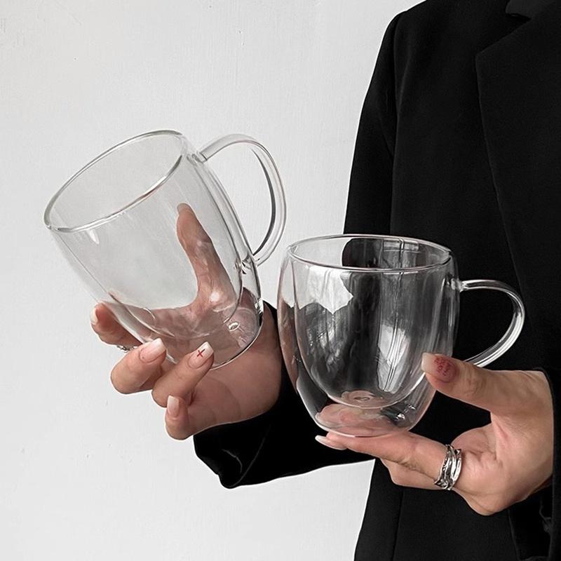 80-450ml Double Wall Coffee Cup Heat Resistant Transparent Water Glasses Whiskey Tea Milk Cups Espresso Shot Glass Drinkware