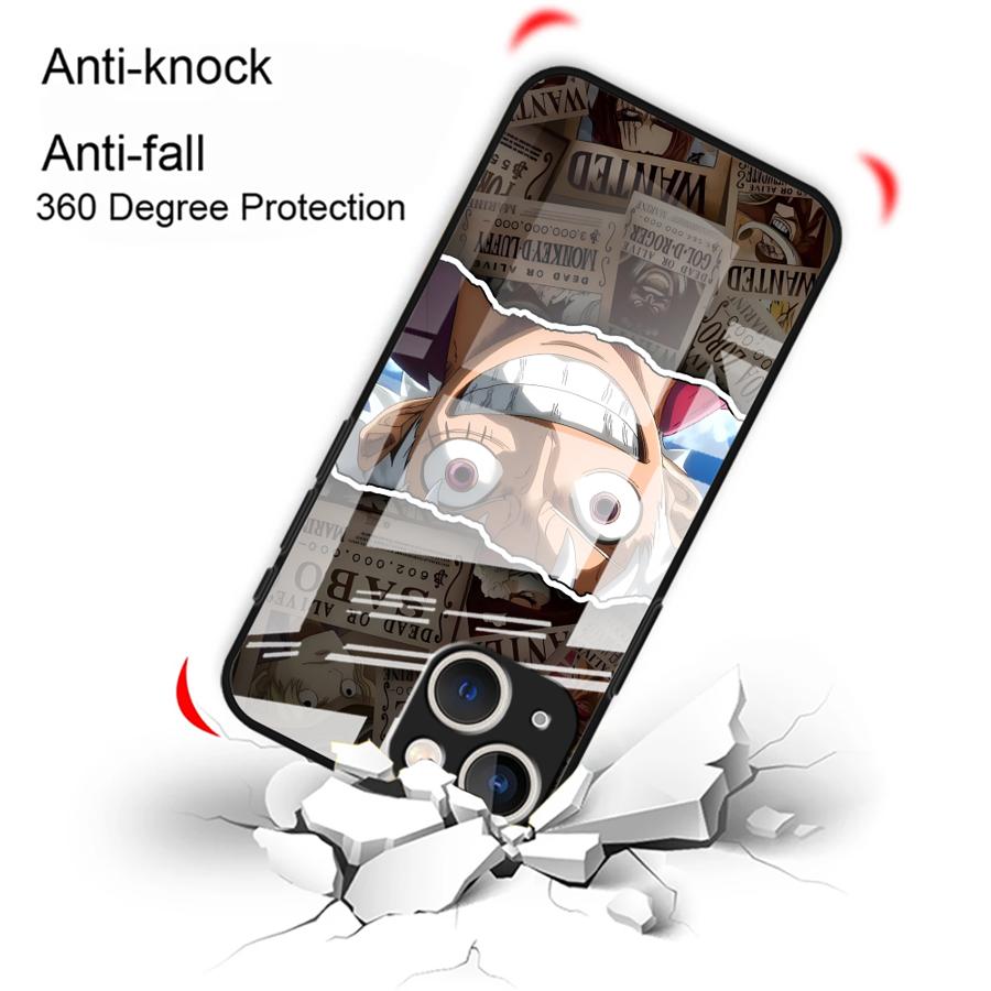 OneS P-ieceS LuffyS Case for iPhone 17 Pro Max 8 Air 15 Plus XR 14 12 11 13 16 Glass Phone Cover