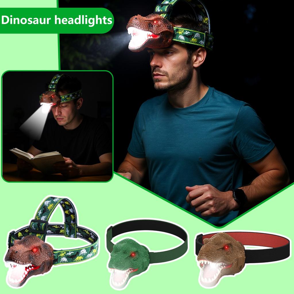 Dinosaur Headlamp For Kids Flashlight Rechargeable Led Headlights Roars & Silent Mode, T-Rexs Dinosaur Toys For Kids