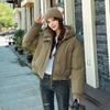 Women Autumn Winter Warm Thickened Cotton Padded Hooded Coat Solid Color Outwear Jacket