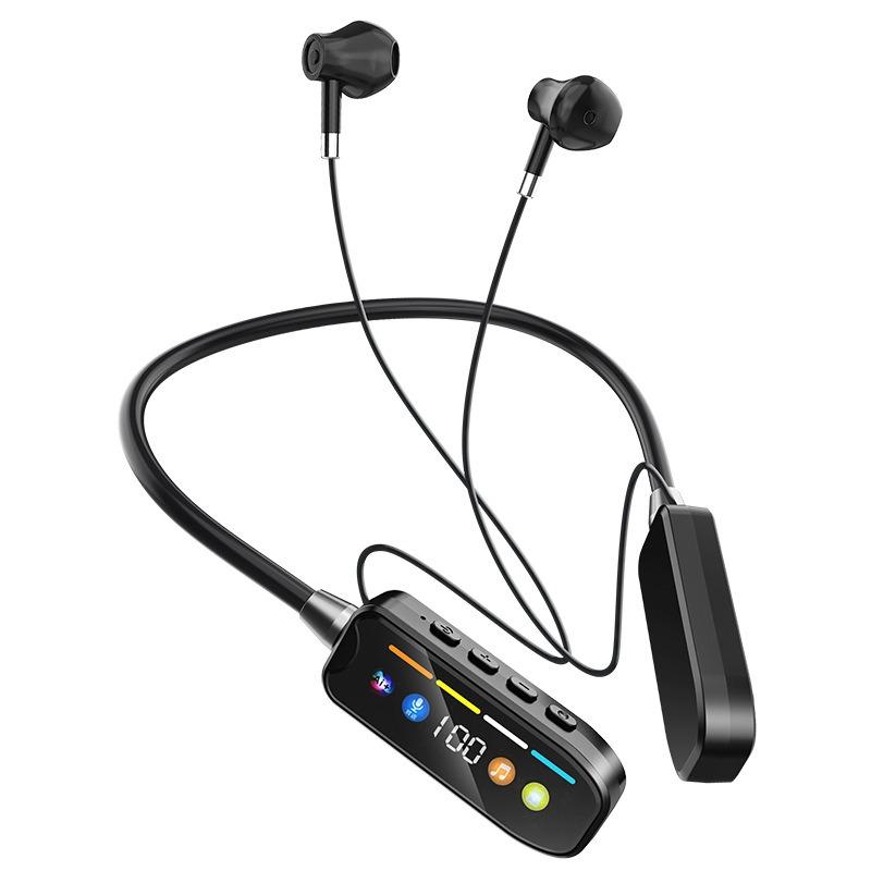 

Новая шейная Bluetooth-гарнитура Bluetooth 5.4 Наушники с HD-экраном Беспроводные гарнитуры Наушники с шейным ободом Hi-Fi Стерео Наушники-вкладыши с шумоподавлением 1PCS-black