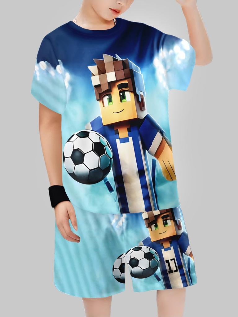 Sommer Kinderkleidung Lässiges 3D-Druck Kurzarm-T-Shirt Jungenkleidung