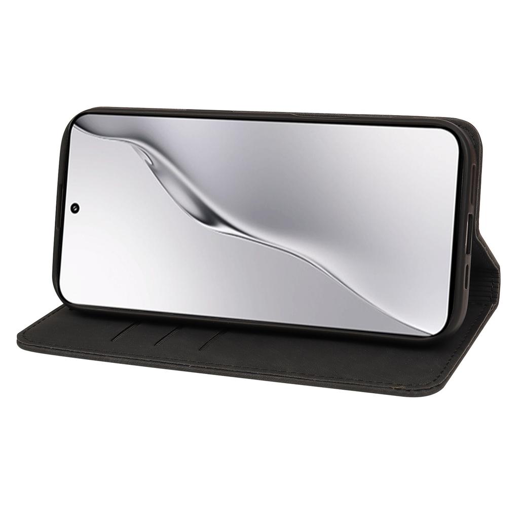 For Xiaomi 15 Case Strong Magnetic Leather Wallet Phone Cover with Striped Texture