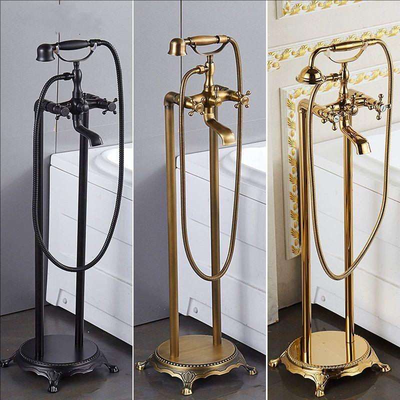 Brass Floor Standing Bathtub Shower Faucet Swivel Spout Bathroom shower faucet Mixers Taps Standing Bathtub Faucet