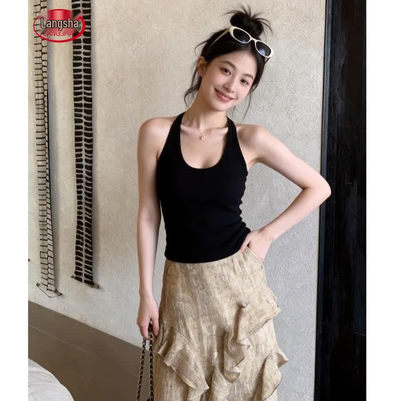 Langsha Women s Halter Neck Camisole Top L