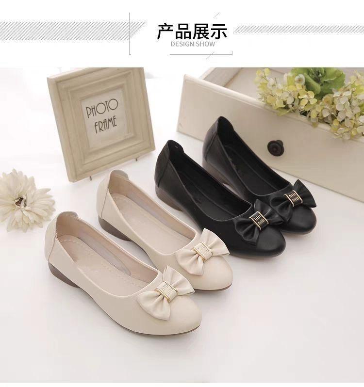 Soft Skin Shallow Mouth Single Shoes Women's Summer and Autumn 2025 New Bow Soft Sole Mother Shoes Are Not Tired