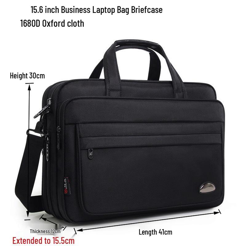 Unisex Water-Resistant Oxford 15.6" Laptop Briefcase - Large Capacity Business Handbag with Shoulder Strap