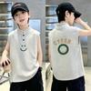 Korean Style Stand-Up Collar Polo Vest T-Shirt for Boys, Sizes 6-12, Summer Cool New Arrivals