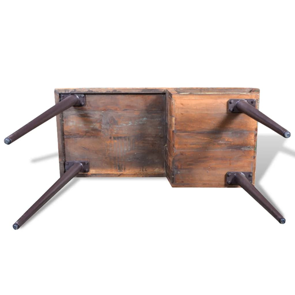 Vidaxl Desk With Iron Legs, Solid Reclaimed Wood