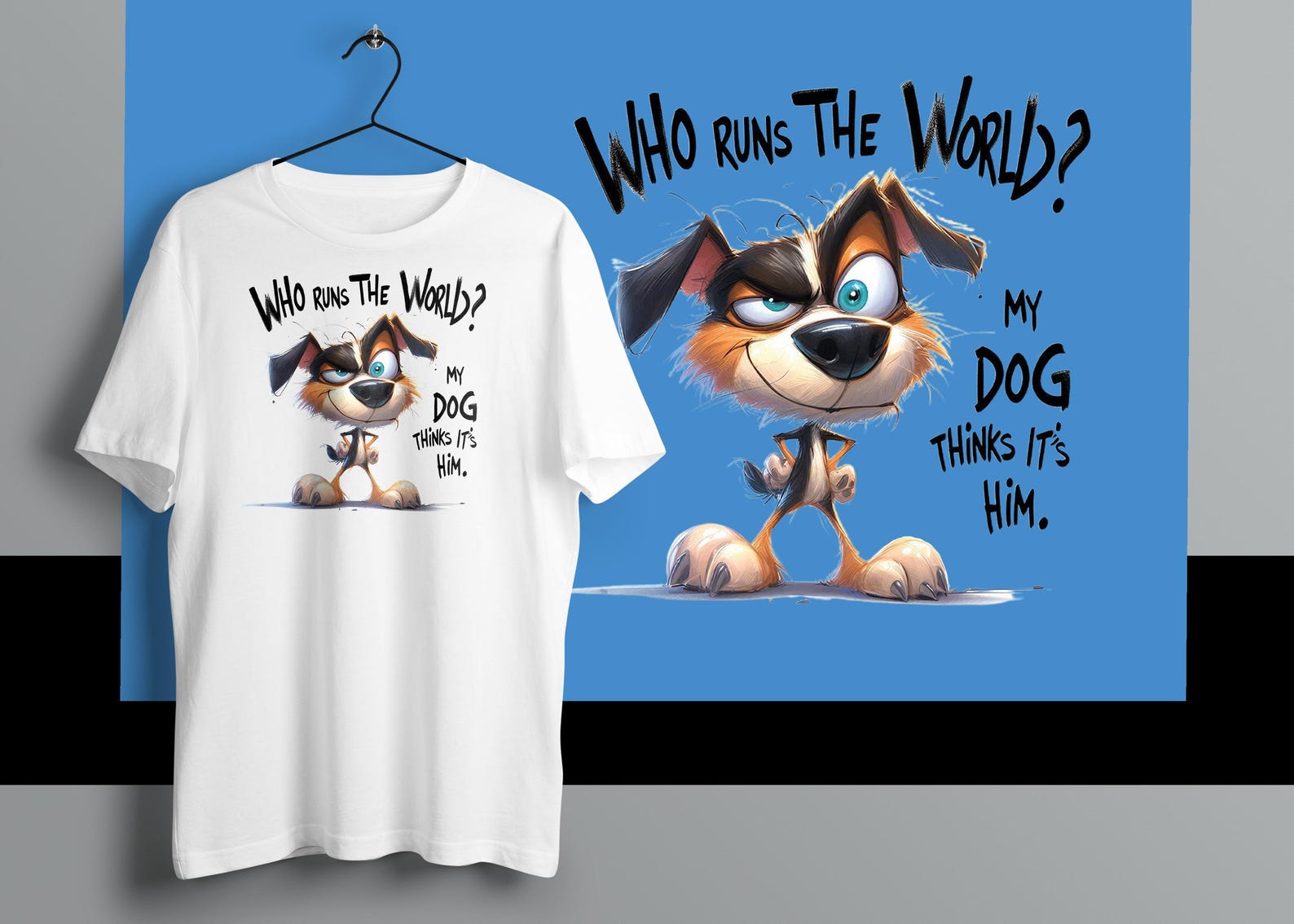 Funny Dog Graphic T-Shirt: Who Runs The World? 4XL