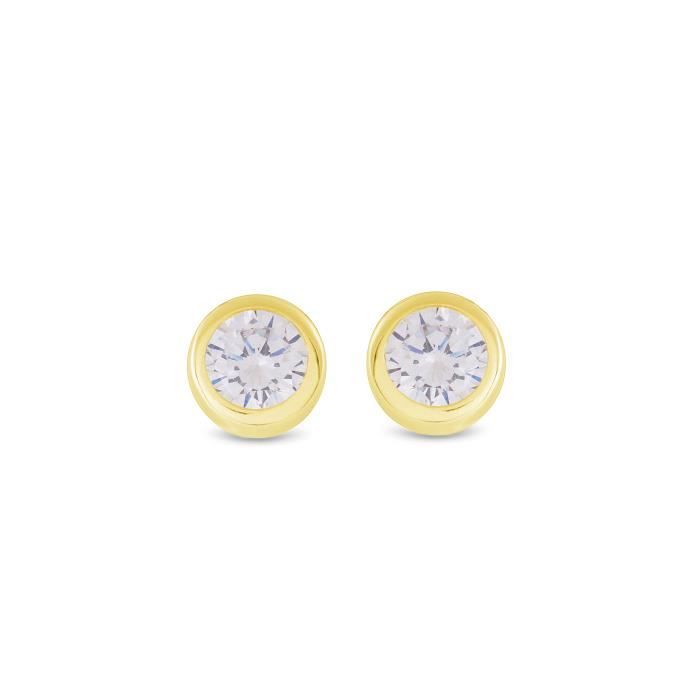 Boucles D'oreilles Imrak Argent 925 Plaqué Or Jaune 18 Carats