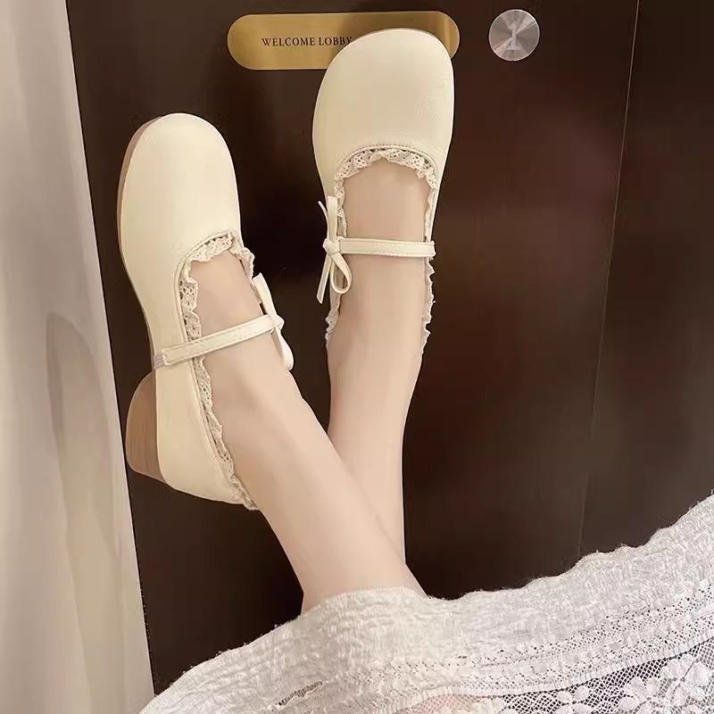 2025 spring and summer new French low-heeled Mary Jane single shoes women's skirt evening shoes shallow mouth Lolita small leather shoes