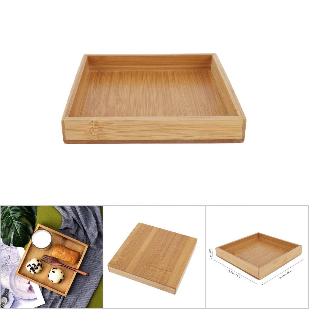 Japanese Style Rectangular Fruit Tea Food Serving Tray for Restaurant Home (19.3*19.3*3cm)