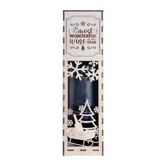 1/3Pcs Christmas Wooden Wine Box Easy Assemble Laser-Cut Snowflakes Festive Design Wine Gift Box Holiday Decoration