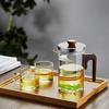 Pokaro Tea Heat-Resistant Glass Teapot, 510ml, with Stainless Steel Lid, Wooden Handle, and Integrated Strainer. Simple Design, Stylish Glass Teapot