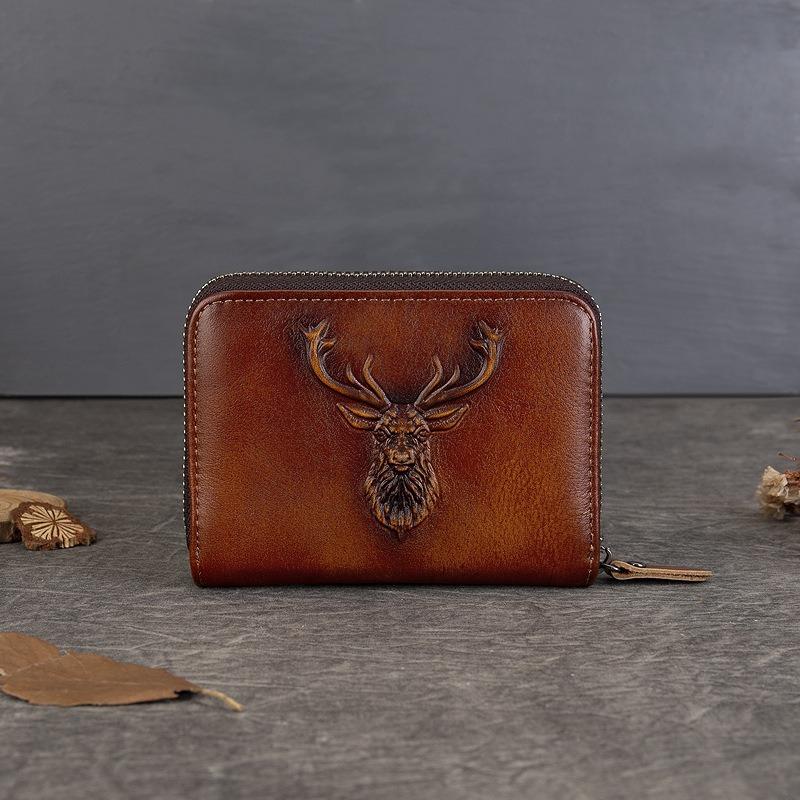 Kartenetui Handgefertigtes weiches Rindsleder Münzfach Kompakter multifunktionaler Kartenhalter Dokumententasche