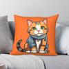 Street Cat Orange Blue Square Pillowcase Polyester Linen Velvet Printed Zip Decorative Pillow Case Car Cushion Cover X