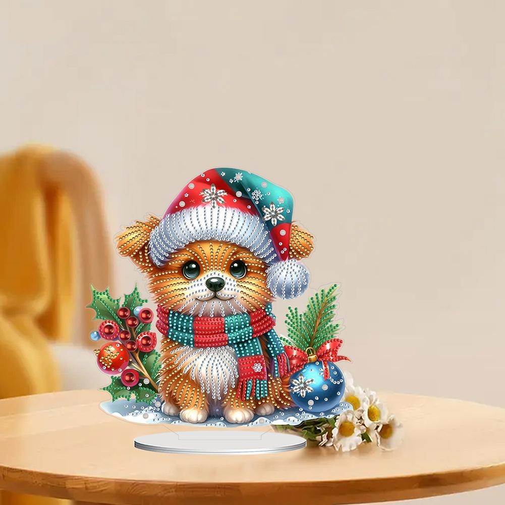 2D Flat Christmas Table Top Diamond Painting Ornament Kits 5D DIY Diamond Art Tabletop Decorations for Home Office Desktop Decor