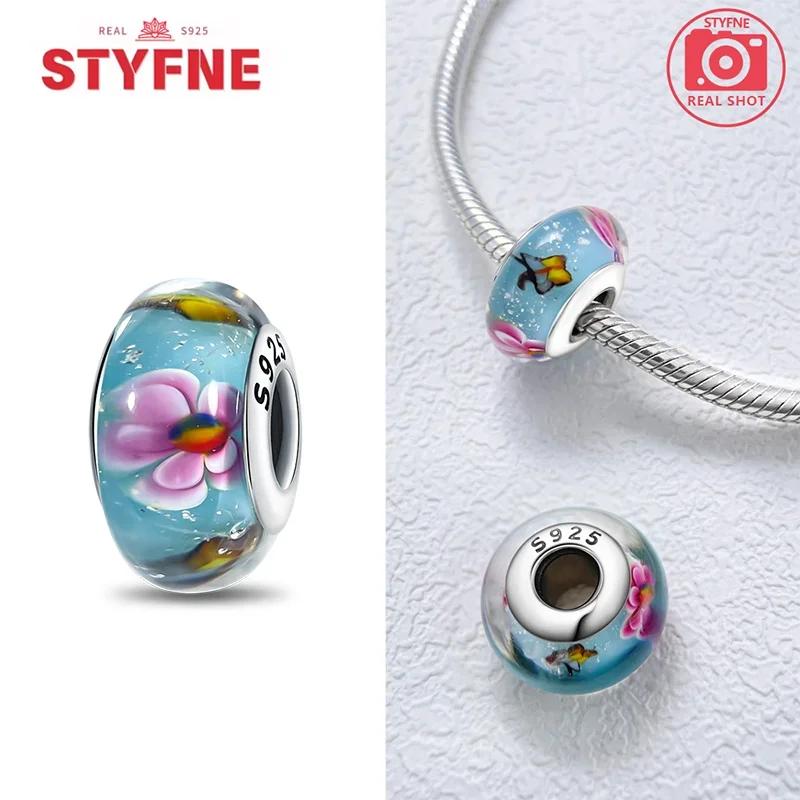 Copper Colorful Flower Series Murano Glass Beads Luxury Charm Fit Original Braceletdiy Fine Jewelry Gift For Women