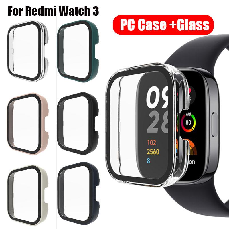PC Case+Glass for Redmi Watch 3 Active Screen Protector Tempered Glass Watch Bumper Frame Protector for Redmi Watch 3 Lite Cover