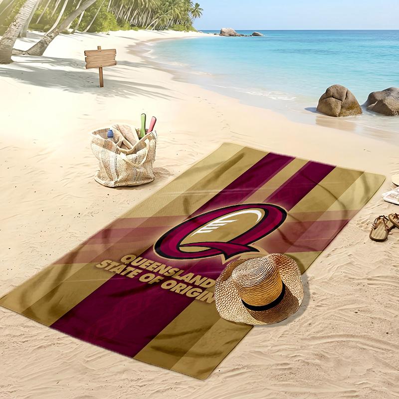 Queensland Maroons Druck Strandtuch Weich Tragbar Schnell?Trockenes Handtuch für Pool Sommerurlaub Outdoor Sport