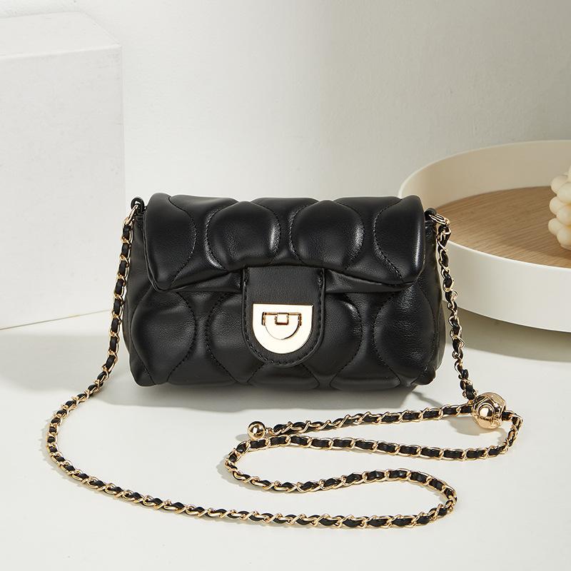 Fashion Trend New Women'S Bag Versatile Solid Color Rhombus Small Square Bag Small Gold Ball Chain Underarm Bag One Shoulder Crossbody Bag