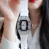 New Luxury Diamond Watch For Women Elegant Tonneau Original Design Watches Fashion Ice Out Sport Rubber Strap 3ATM Waterproof