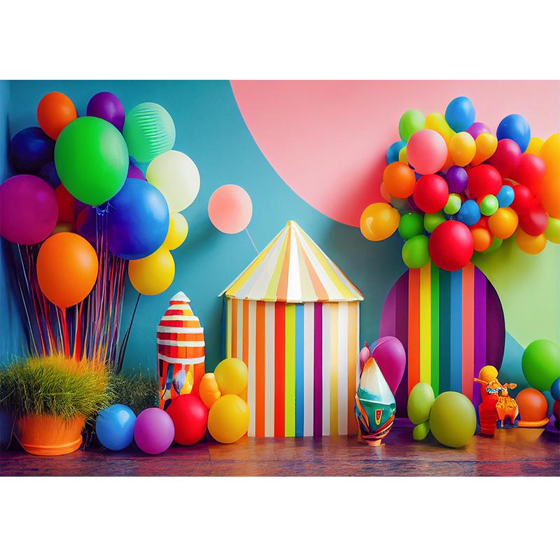 Bonvvie Photography Background Colorful Balloon Baby 1st Birthday Party Decoration Banner Photobooth Backdrop for Photo Studio1