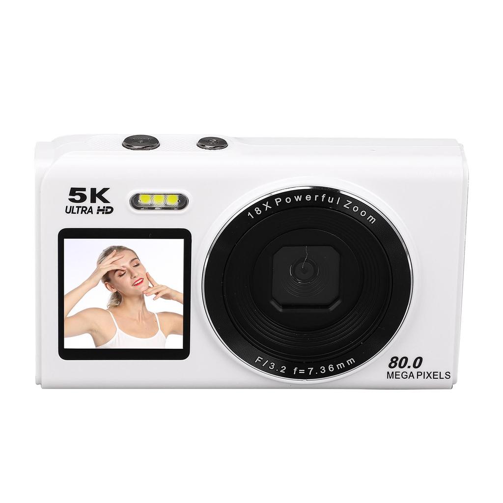Digital Camera 5K 80MP Double Screen Autofocus 18x Zoom WiFi Camera with Flash for Travel Live Streaming