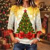 Women's Christmas Print Long Sleeve Neck Pullover Top