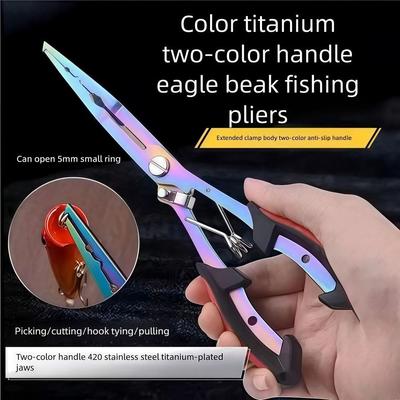 Stainless Steel Fishing Needle Nose Pliers Multifunctional Fishing Pliers Lure Pliers Pocket Design Lightweight Lock Design