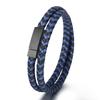 Hot Sale Punk Style Leather Cowhide Buckle Stainless Steel Magnetic Bangles Men Chain Anniversary Gift Friend