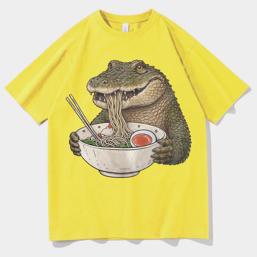 Hip Hop Frog Eating Japanese Noodles Graphics Tee Trendy TShirt Summer Casual Round Neck High Quality TShirt Streetwear Unisex