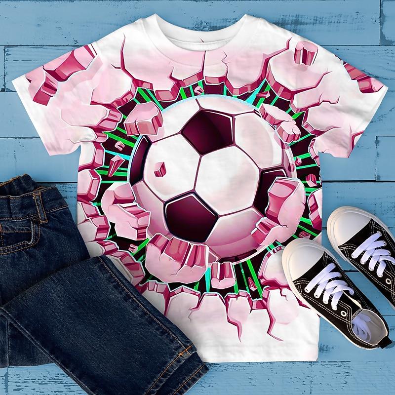 Boys 3D Graphic Football T Shirt Tee Short Sleeve 3D Print Summer Spring Active Sports Fashion Polyester Kids 3-12 Years