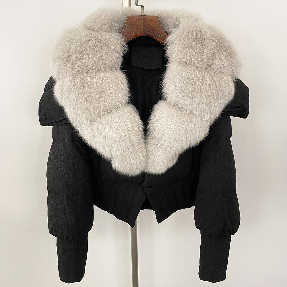OFTBUY Down Jacket Women 2024 New Winter Natural Real Raccoon Fox Fur Collar Short White Duck Down Coat Thick Warm Casual Outerwear