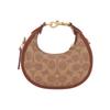 Coach JONIE 15 chiusura superiore con cerniera, pelle artificiale e pelle di mucca, borsa a tracolla singola, mini, modello da donna, marrone con ricamo rosso