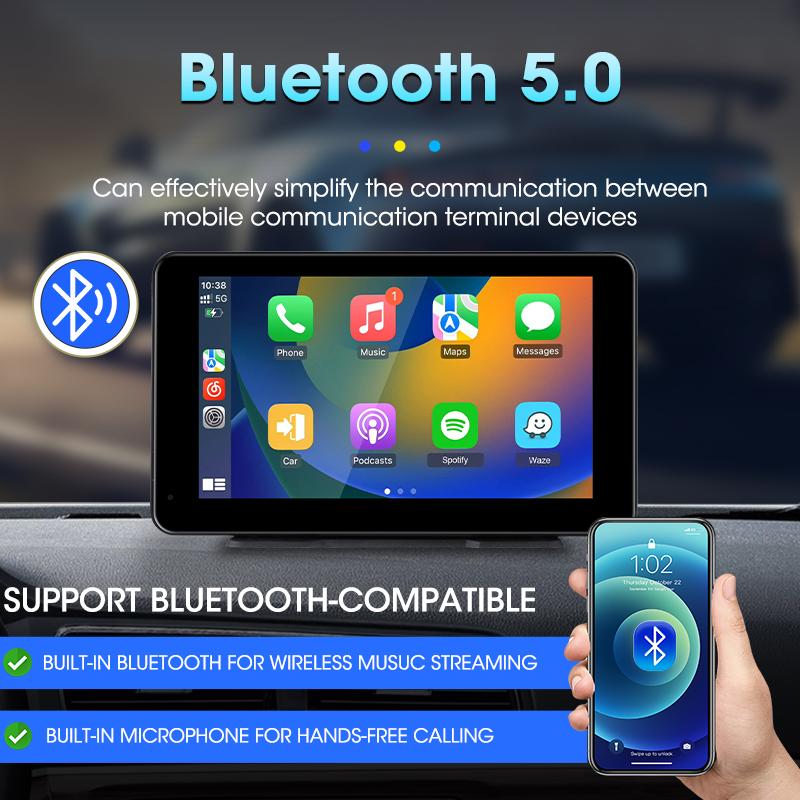 7 Inch CarPlay Android Auto Car Radio Multimedia Video Player Portable Touch Screen Rear View Camera AUX For Kia Toyota VW Ford