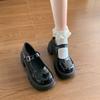 Black Japanese jk round head platform small leather shoes women's 2025 spring new versatile skirt shallow mouth Mary Jane shoes