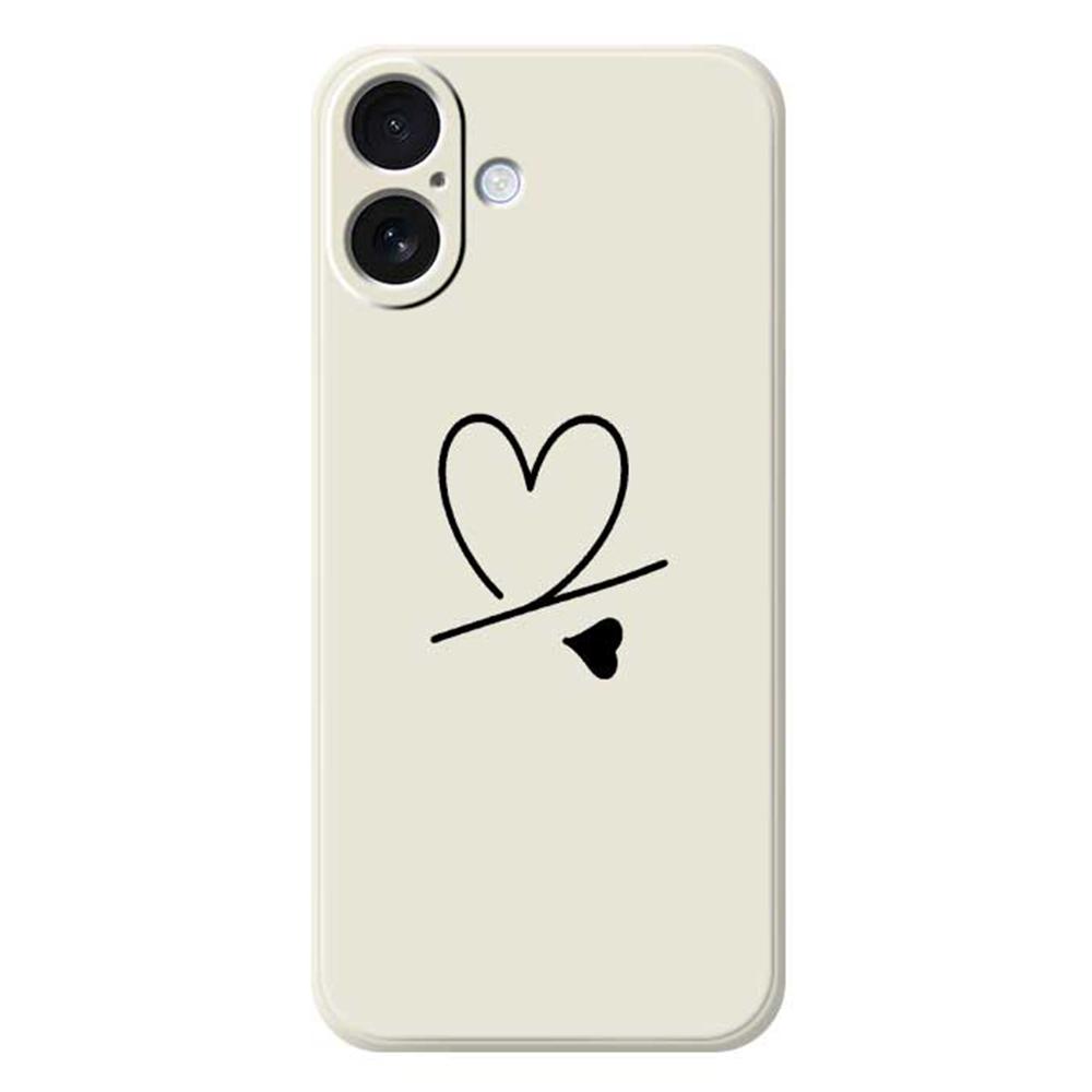 For iPhone 17 Case Black Love Pattern Printing Straight Edge TPU Phone Back Cover