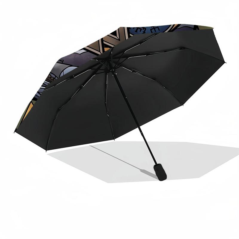Norse Symbolism pattern umbrella, portable and foldable design, 8 ribs, a casual accessory for Halloween, Christmas, and birthday gifts.