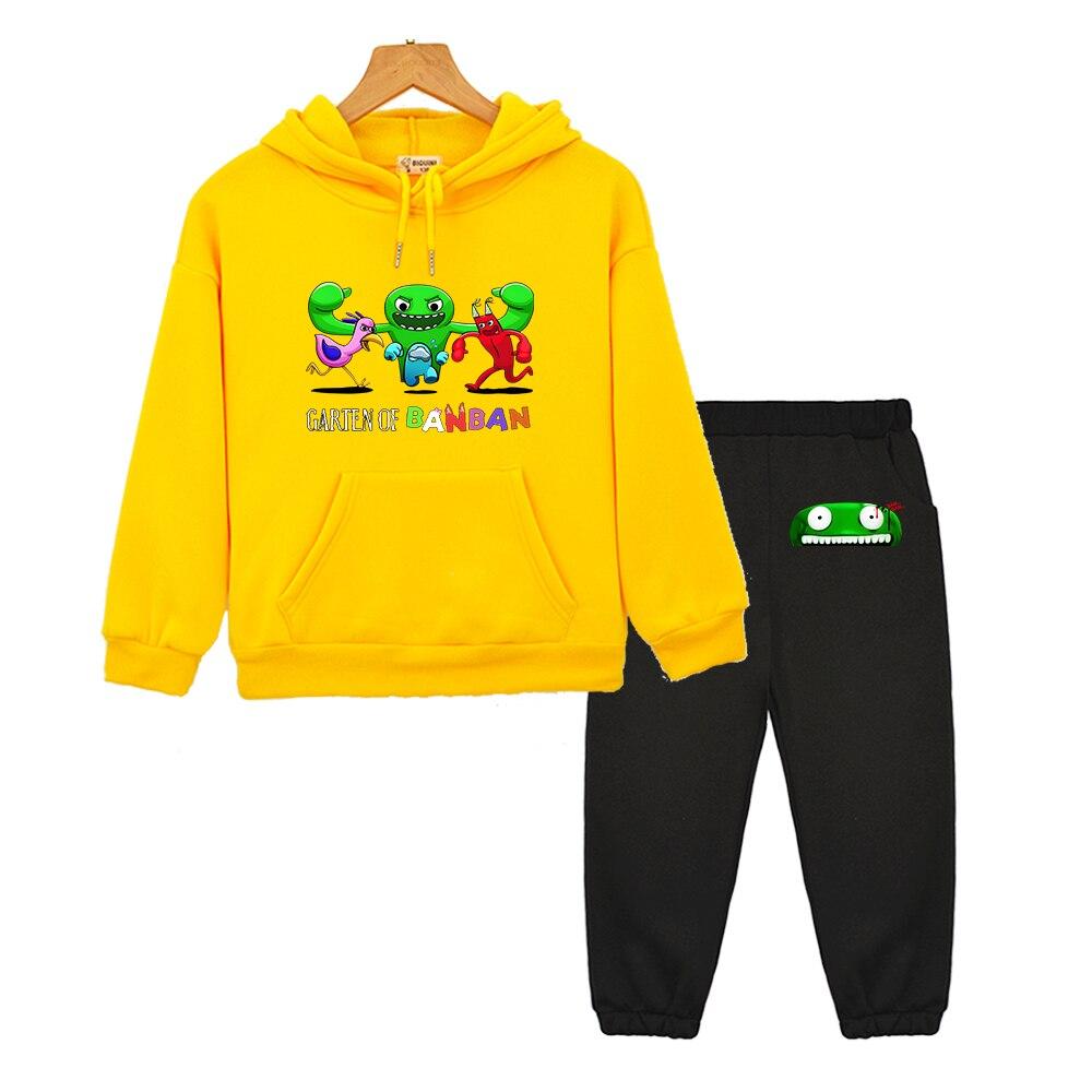 Gra Garten of Banban Monster Print bluzy z kapturem zestawy Casual z długim rękawem dziecięce bluzy dziecięce miękkie Kawaii Cartoon chłopcy/dziewczęta topy polarowa bluza z kapturem